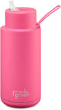 frank green Ceramic Reusable Bottle with Straw Lid, 34oz Capacity (Neon Pink)