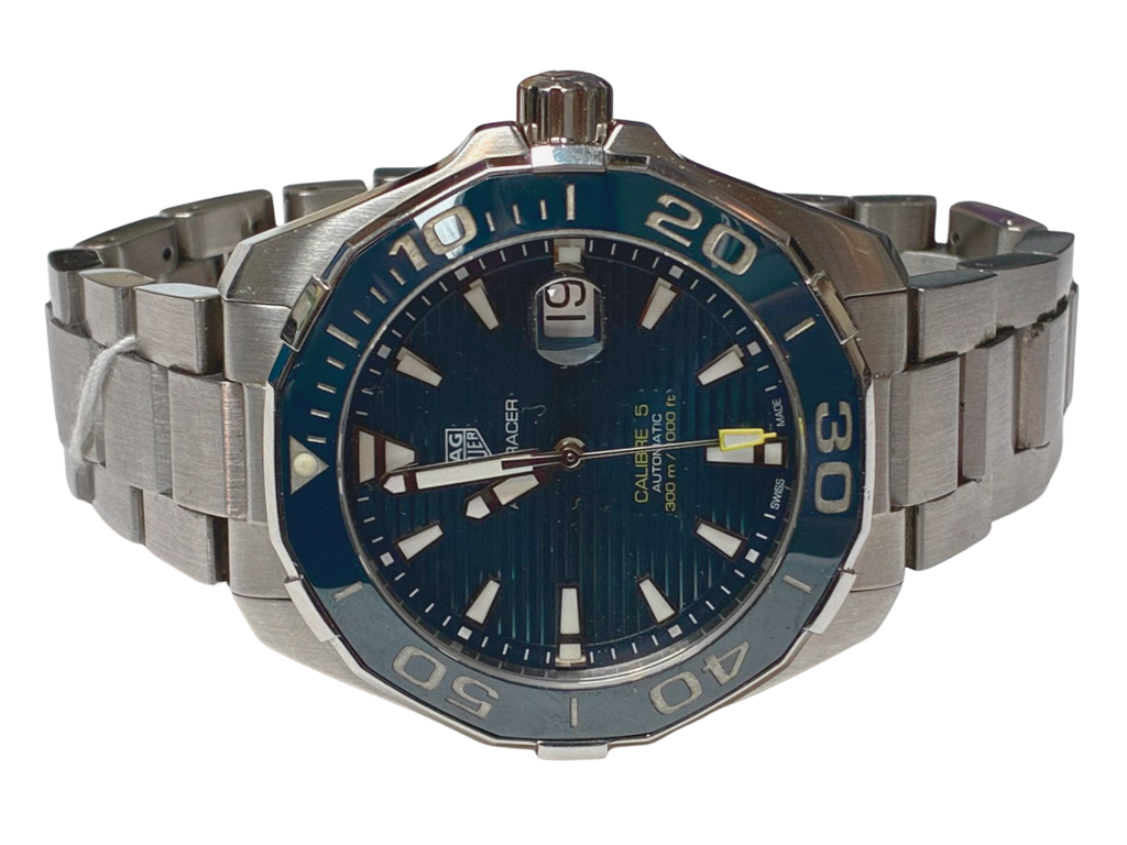 TAG Heuer WAY201B Aquaracer Calibre 5 Automatic 43 Stainless Steel Blue Dial Mens Watch