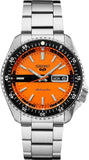 Seiko 5 Orange Dial Silver Stainless Steel Strap Men Watch SRPK11K1