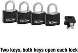 Master Lock 131Q 1-3/16" Wide Weatherproof Solid Body Padlock; 4 Pack