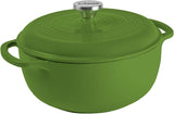 Lodge 6 Quart Enameled Cast Iron Dutch Oven with Lid – Dual Handles – Oven Safe up to 500° F or on Stovetop - Use to Marinate, Cook, Bake, Refrigerate and Serve – Avocado