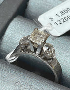 750WG Diamond Ring Four Prong Setting 3.7G