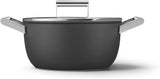 Smeg CKFC2411BLM Non-Stick Casserole with Lid, 24cm, Black