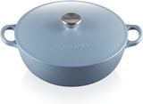 Le Creuset Marmite Cast Iron Soup Pot Casserole with Lid, 26cm, Mineral Blue