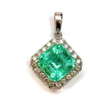 18KWG Emerald & Diamond Pendant