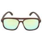 Caprio Grey Yellow Wooden Frame Unisex Square Sunglasses