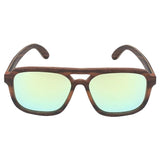Caprio Grey Yellow Wooden Frame Unisex Square Sunglasses