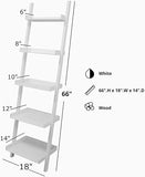 Kiera Grace Providence Hadfield 5 Tier Ladder Shelf Leaning Bookshelf Storage Rack for Home, Office, 18" x 67", White