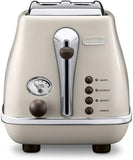 DeLonghi Icona Vintage CTOV2003.BG 2Slice Toaster With Lid Beige