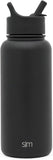 Simple Modern Insulated Stainless Steel Water Bottle with Straw - Reusable, Leak Proof, BPA Free - for Gym, Travel, Sports - Summit Collection - 32 oz - Black