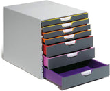 Durable varicolor Stackable Plastic Drawer Box, 10 Drawers, Letter to Folio Size Files, 11.5" x 14" x 11", Gray