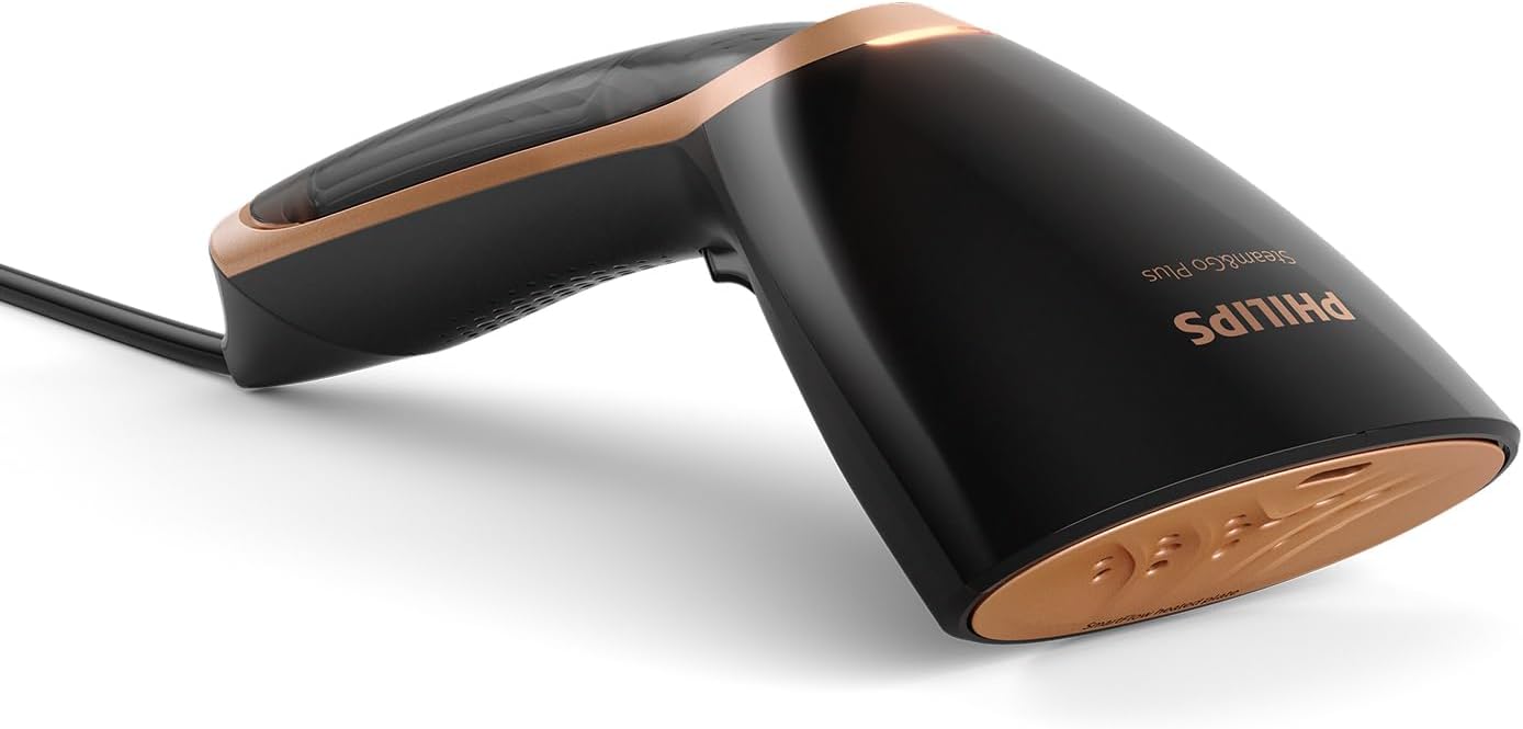Philips GC362/86 Steam&Go Plus Handheld Clothes, Vertical and Horizontal Garment Steamer, No Ironing Board Needed, 0.07 Litre, 1300 W, Black/Copper