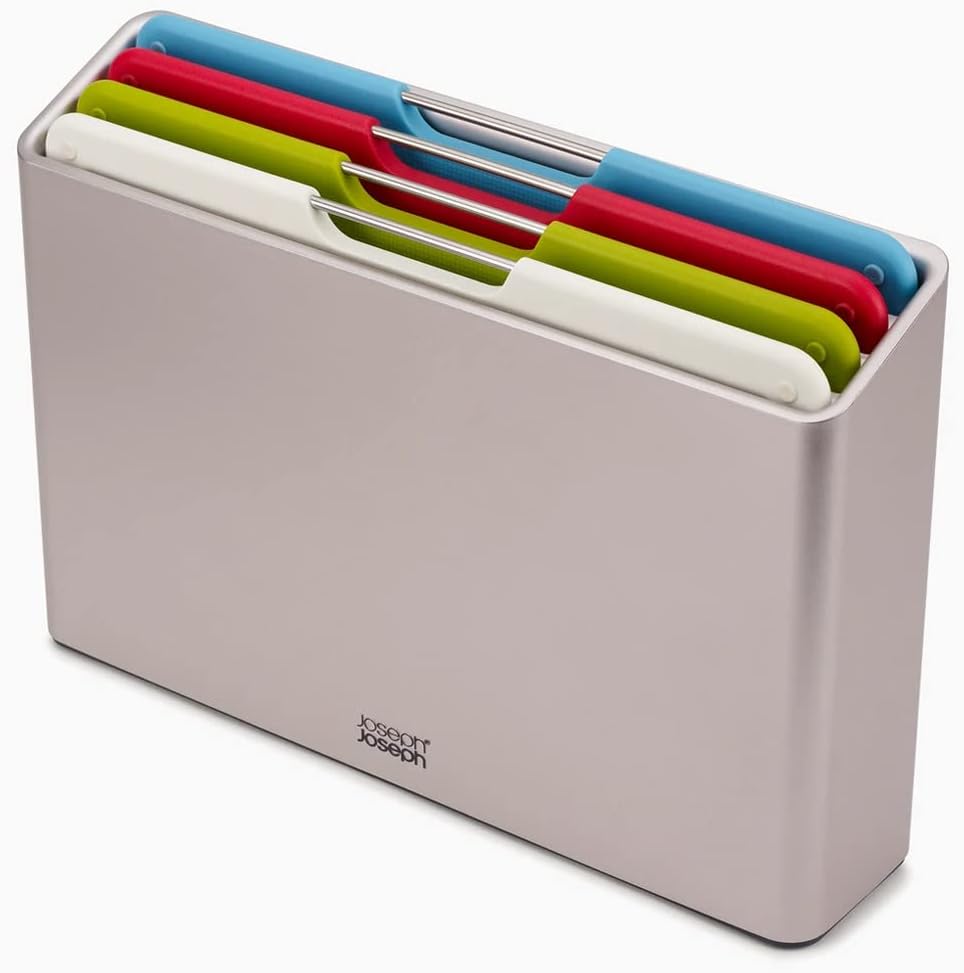 Joseph Joseph Folio Plastic Cutting Board Set with Storage Case Silver S 60187 Main image