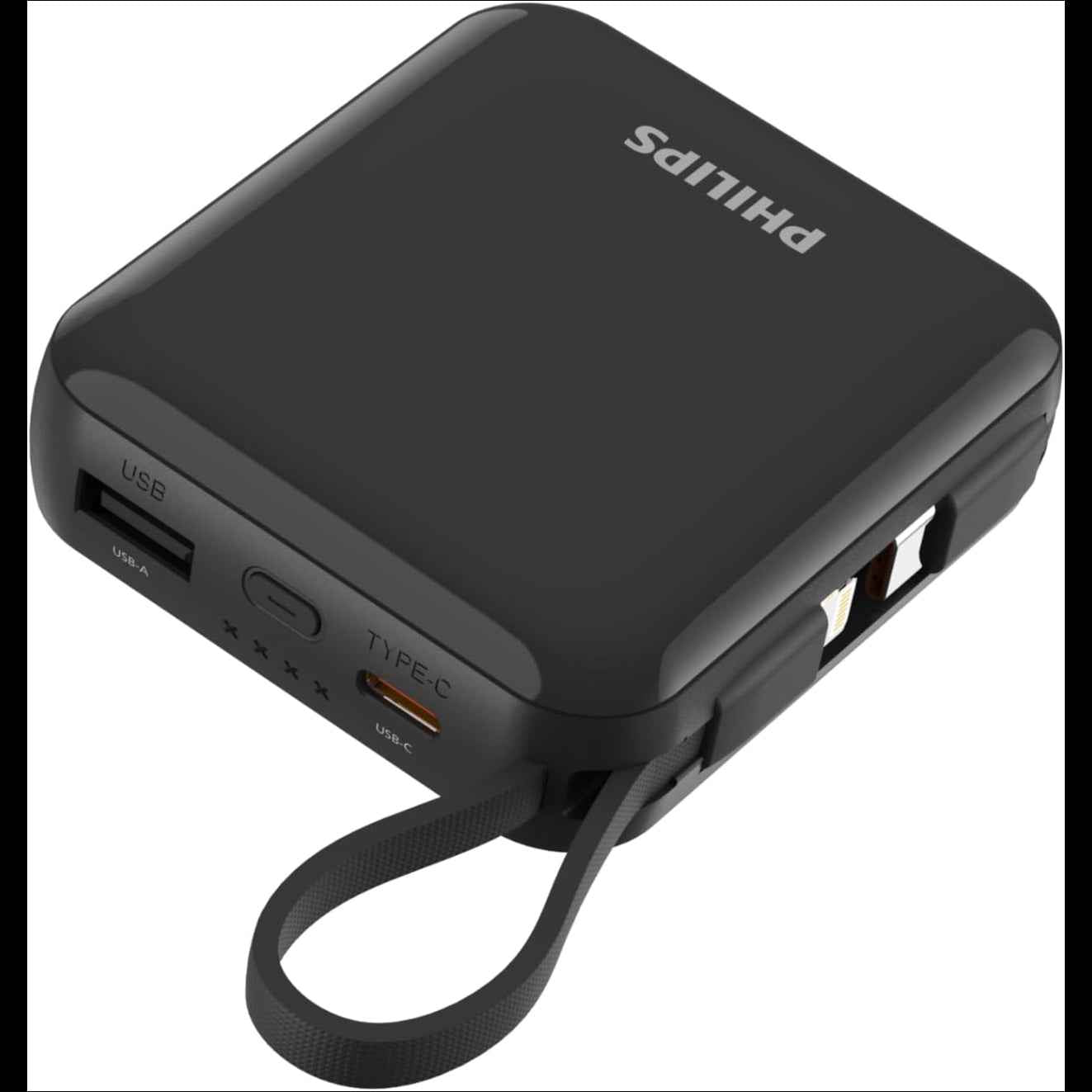 Philips 10000mAh Powerbank Super Mini Series PD 22.5W With Type C And Lightning Cable DLP5713 Black Secondary image