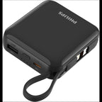 Philips 10000mAh Powerbank Super Mini Series PD 22.5W With Type C And Lightning Cable DLP5713 Black