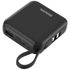 Philips 10000mAh Powerbank Super Mini Series PD 22.5W With Type C And Lightning Cable DLP5713 Black