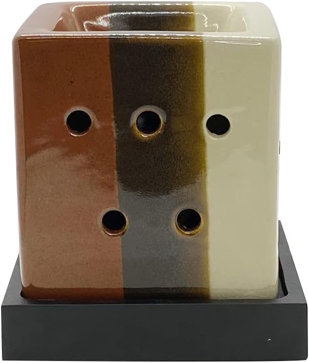 Skin Pharmacy EOB110 Classic Peranakan Cube Design Aromatherapy Electric Burner, Ivory/Red Main image