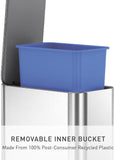 simplehuman 5 Liter 1.3 Gallon Stainless Steel Bathroom Slim Profile Trash Can Brushed Stainless Steel