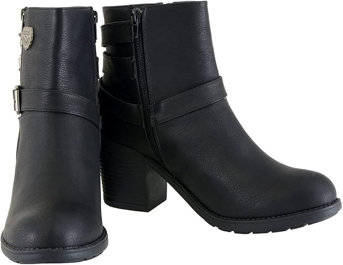 Milwaukee Performance Women's Triple Buckle Side Zip Boots with Platform Heel (Black, Size 8)