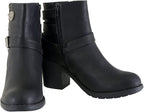 Milwaukee Performance Women's Triple Buckle Side Zip Boots with Platform Heel (Black, Size 8)