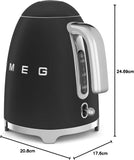 Smeg KLF03BLMUK Retro 50's Style Kettle, 1.7LMatte Black