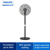 Philips 3000 Series CX3550/01 - Pedestal Fan, 2562 m³/h, Tiltable Head and Oscillates 90°, 40cm, Black