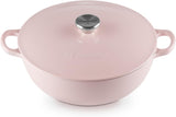 Le Creuset Marmite Cast Iron Soup Pot Casserole with Lid, 26cm, Chiffon Pink