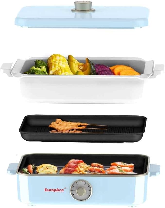 EuropAce 3.5l Multi-Function HotPot ESB 7368A (Pastel Blue), Detachable Non-Stick plates & Easy Cleaning Main image