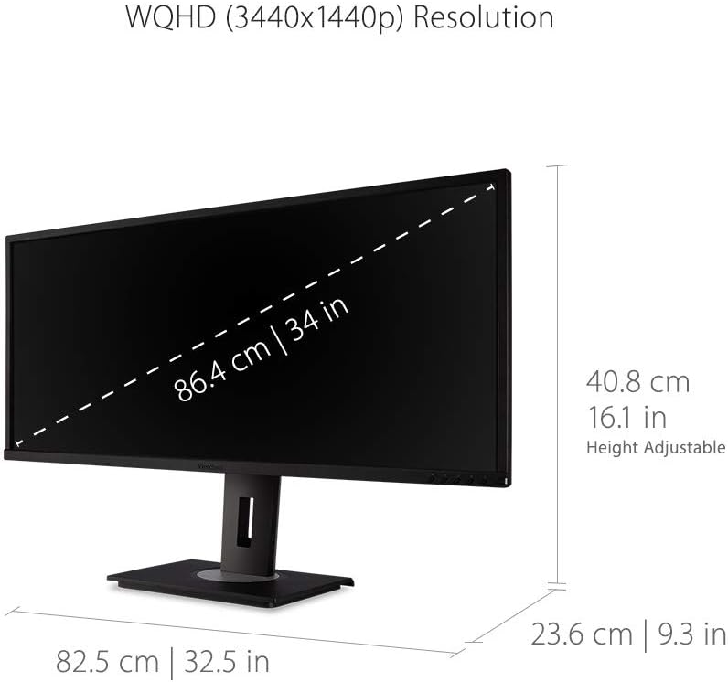 ViewSonic VG3448 34inch Ultrawide WQHD Ergonomic Monitor With 2x HDMI DisplayPort Mini DisplayPort USB