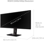 ViewSonic VG3448 34inch Ultrawide WQHD Ergonomic Monitor With 2x HDMI DisplayPort Mini DisplayPort USB