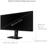 ViewSonic VG3448 34inch Ultrawide WQHD Ergonomic Monitor With 2x HDMI DisplayPort Mini DisplayPort USB