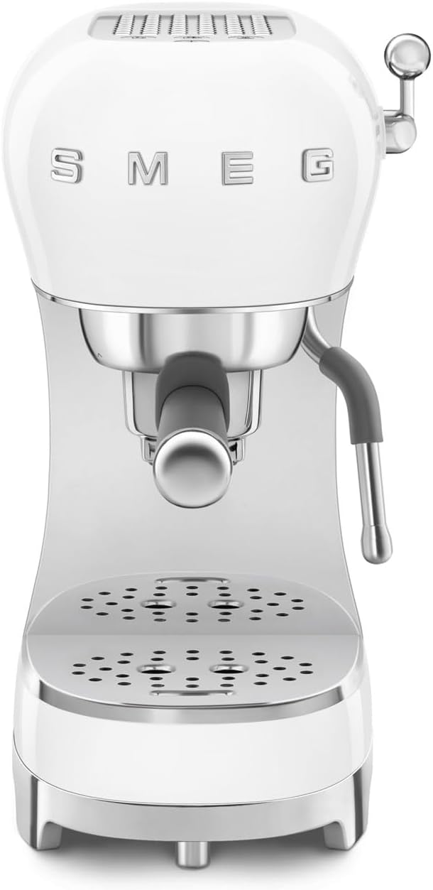 Smeg ECF02WHUK Espresso Coffee Machine with Steam Wand, 1950s Retro Design,stainless steel filter holder, an anti-drip system, White Main image