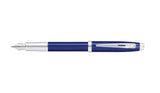 Sheaffer 100 Glossy Blue Lacquer Fountain Pen with Polished Chrome Trim and Medium Nib