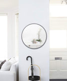 Umbra Hub 24” Round Wall Mirror With Rubber Frame, Modern Room Decor for Entryways, Washrooms, Living Rooms and More, Grey