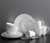 Mikasa 5188288 Trellis 16 Piece Dinnerware Set, Service for 4, White