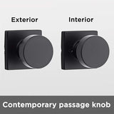 Kwikset Pismo Interior Passage Door Knob, Handle For Closet and Hallway Doors, Non-Locking Doorknob in Matte Black, with Microban Protection