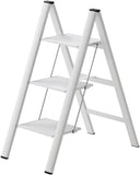 Hasegawa ML8BWH Lucano SJ8BWH Slim Aluminium 3Step Stool White