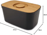 Joseph Joseph Bread Bin With Removable Bamboo Chopping Board Lid Black