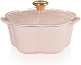 Le Creuset Flower Casserole with Elegant Gold Knob, Chiffon Pink