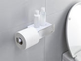 Joseph Joseph 70529 EasyStore Stainless-Steel Wall-Mounted Toilet Paper Roll Holder with Shelf and Drawer, White