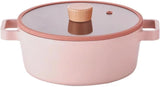 NEOFLAM Fika Pink 24cm Casserole NonStick Xtrema Ceramic Coating Silicone Rimmed Glass Lid