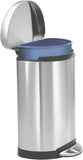 Simple Human Semi-Round Step Trash Can, Stainless Steel, 10 L