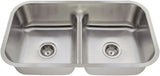 MR Direct 512-16 Stainless Steel Undermount 32-1/2 in. Double Bowl Kitchen Sink, 16 Gauge