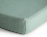 Mushie Crib Sheet Small Roman Green