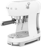 Smeg ECF02WHUK Espresso Coffee Machine with Steam Wand, 1950s Retro Design,stainless steel filter holder, an anti-drip system, White