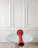 Japan Vase Red Wooden Hollowed Out Crane Neck