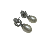 White Pearl On Silver Fashion Earrings