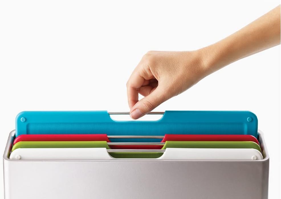 Joseph Joseph Folio Plastic Cutting Board Set with Storage Case Silver S 60187