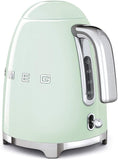 Smeg KLF03PGUK, 50's Retro Style Kettle, 1.7 L Capacity with Water Level Indicator, 360 Swivel Base, Anti-Slip Feet, Soft Opening Lid, Stainless Steel, Pastel Green