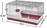 MidWest Homes for Pets 158 Wabbitat Deluxe Rabbit Home, Rabbit Cage, 39.5 L x 23.75 W x 19.75 H Inch, Maroon/White